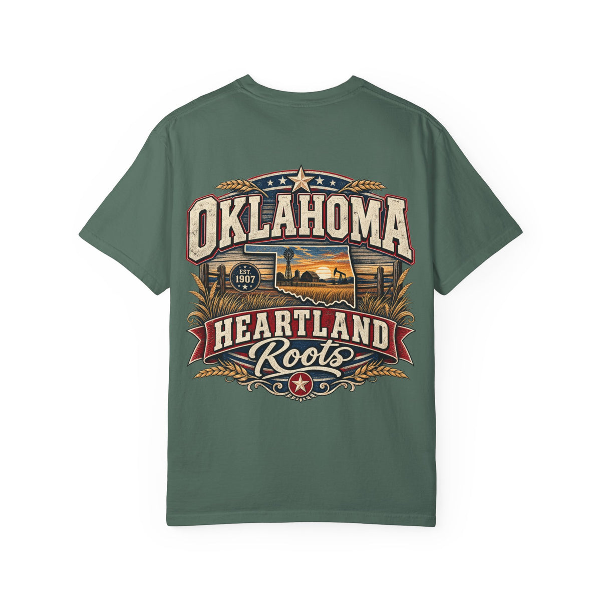 Oklahoma Heartland Roots Unisex Comfort Color 1717 Streetwear Graphic Tee