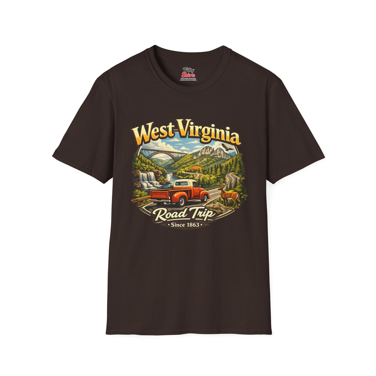 West Virginia Road Trip Unisex Softstyle T Shirt State Pride Graphic Tee Collections FS03
