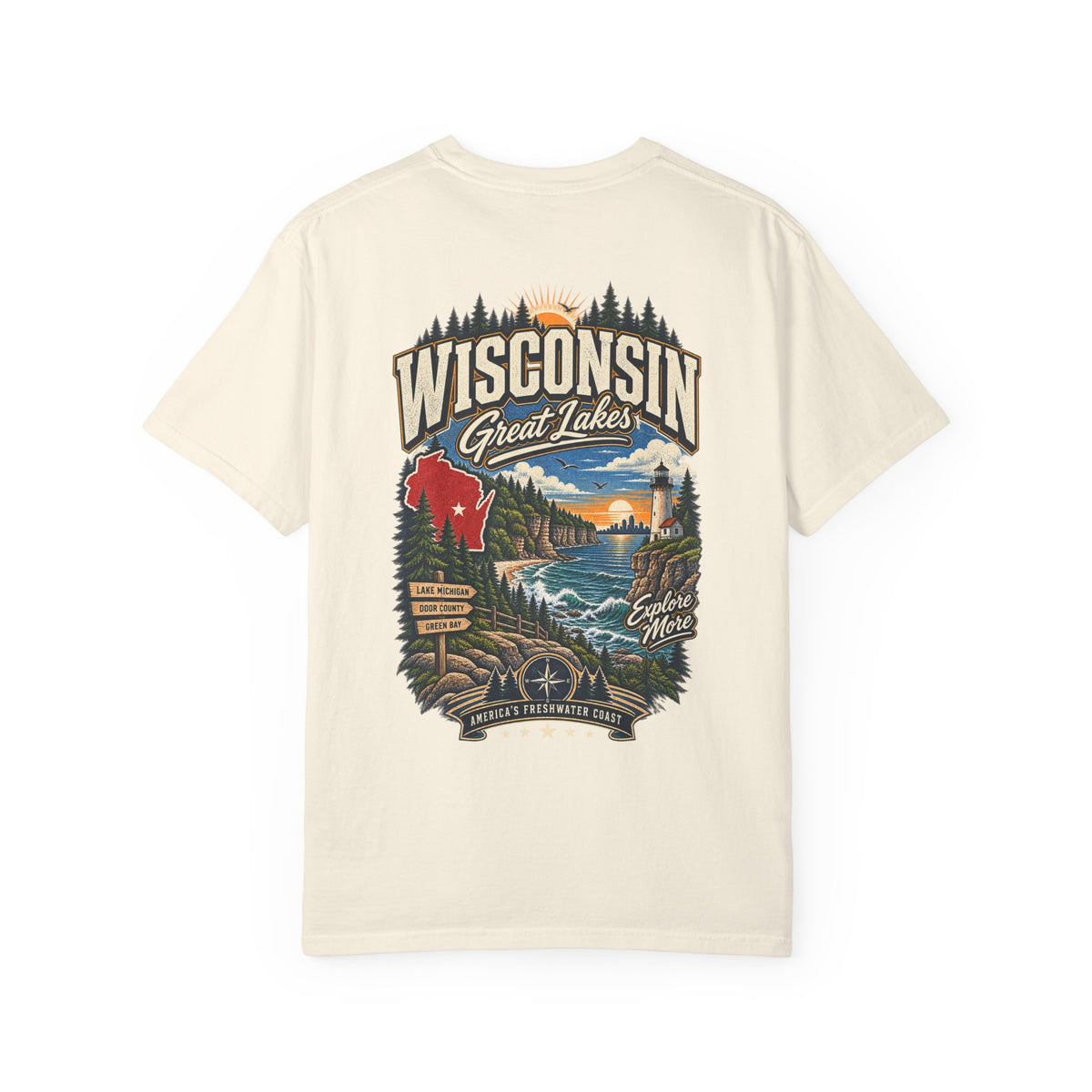 Wisconsin Great Lakes Unisex Comfort Color 1717 Streetwear Graphic Tee