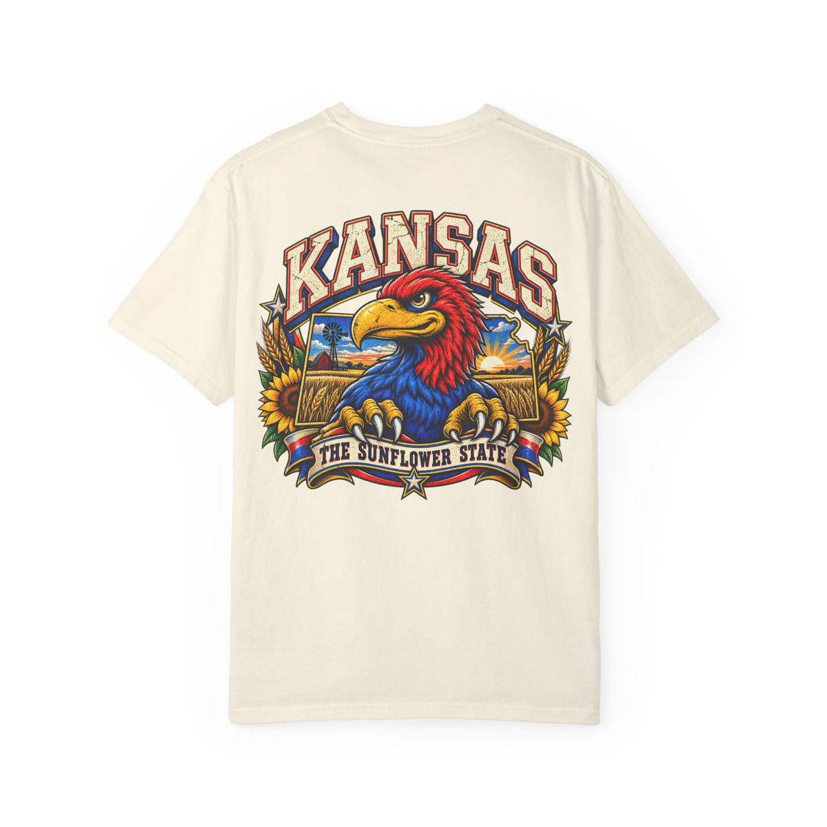 Kansas Jayhawk Emblem Unisex Comfort Color 1717 Streetwear Graphic Tee