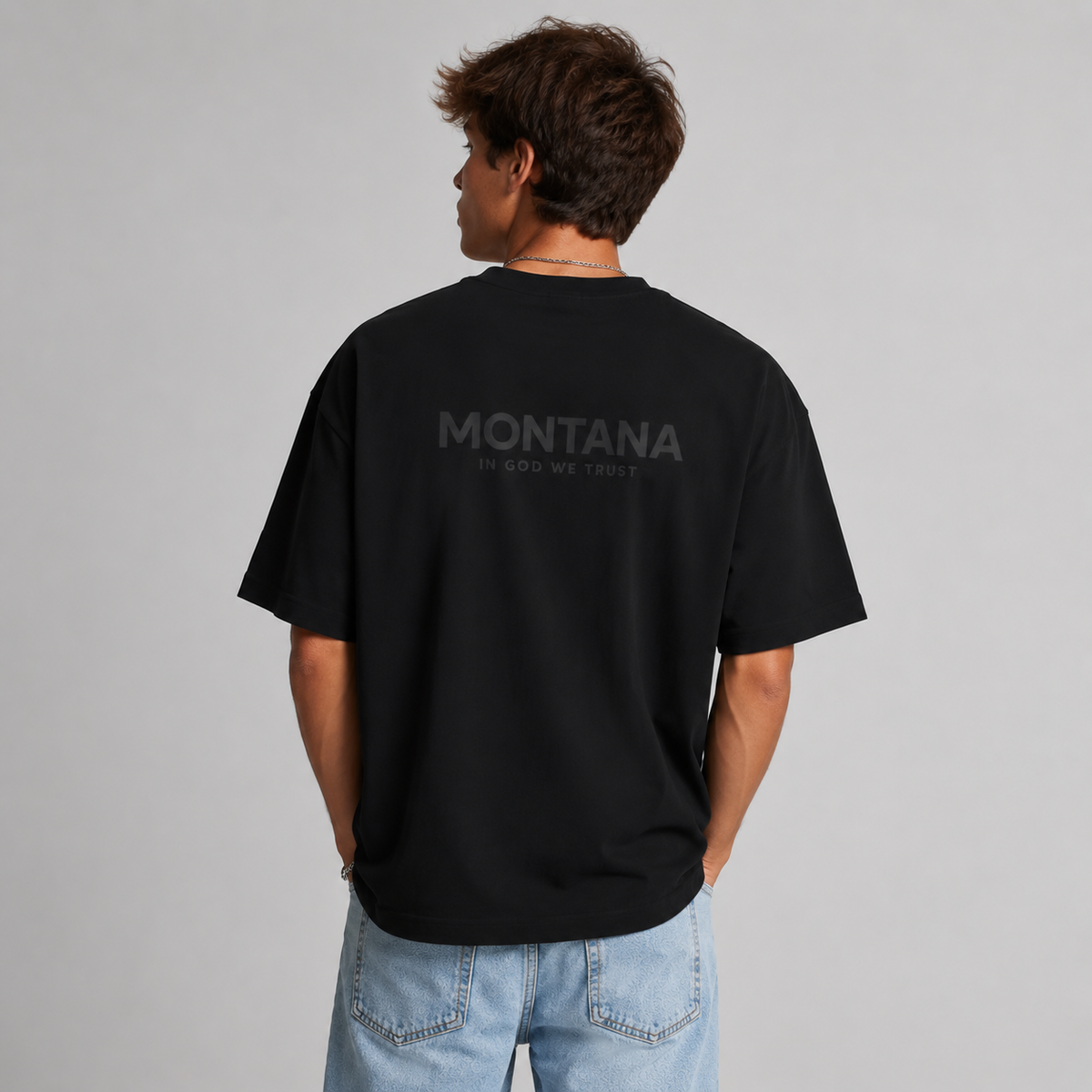 Montana All State In God We Trust Unisex Casual Oversized Boxy Tee