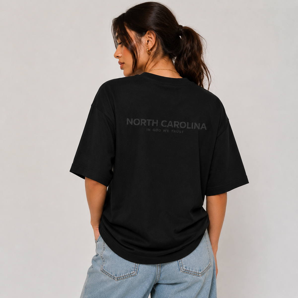 North Carolina All State In God We Trust Unisex Casual Oversized Boxy Tee