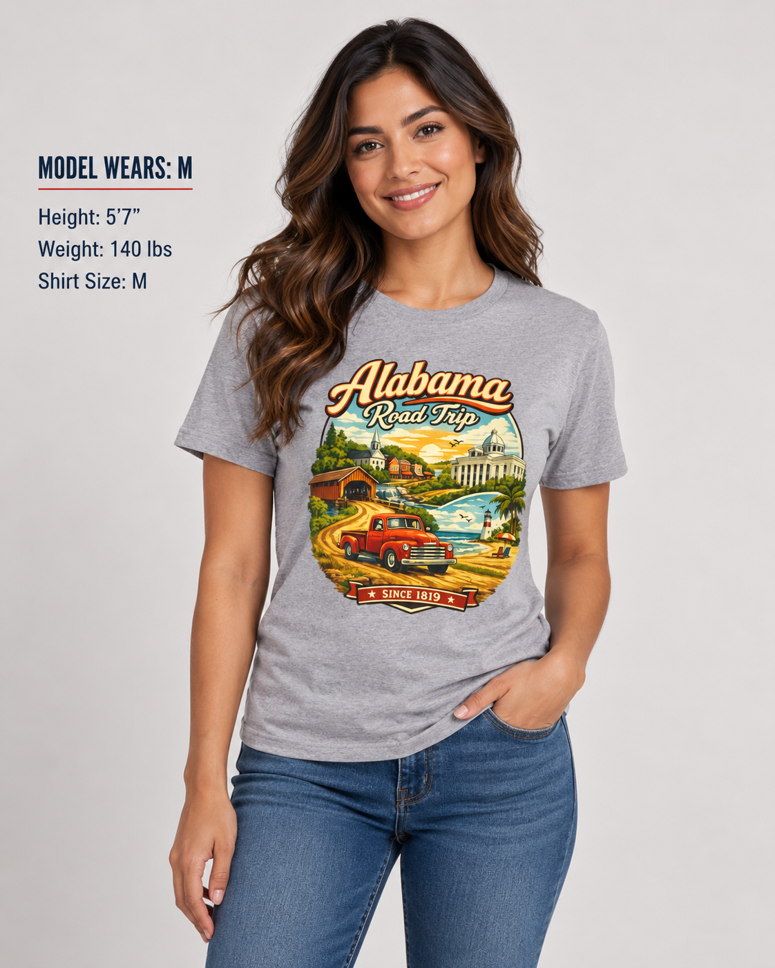 Alabama Road Trip Unisex Softstyle T Shirt State Pride Graphic Tee Collections FS03