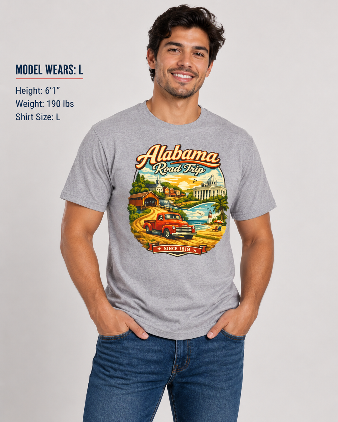 Alabama Road Trip Unisex Softstyle T Shirt State Pride Graphic Tee Collections FS03