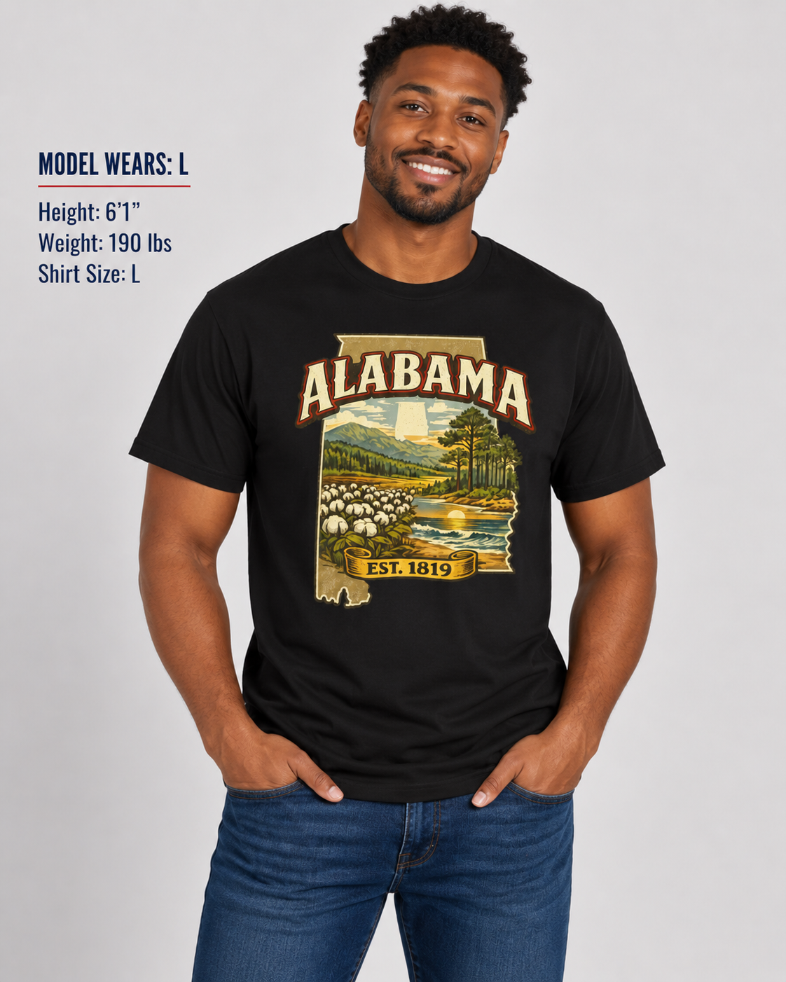 Vintage Alabama Heritage Unisex Softstyle T Shirt State Pride Graphic Tee Collections FS03