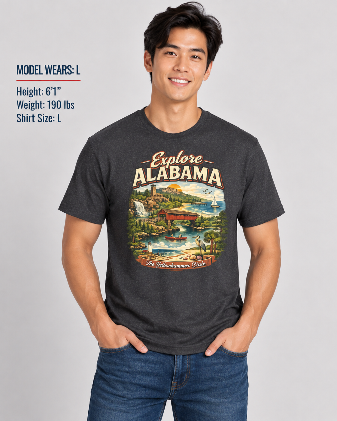 Explore Alabama Unisex Softstyle T Shirt State Pride Graphic Tee Collections FS03