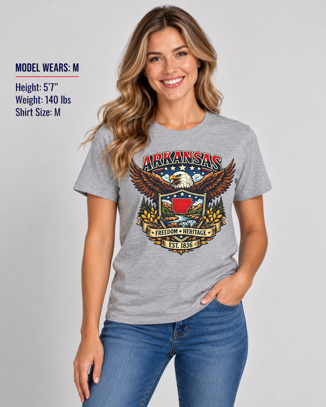 Arkansas Americana eagle Unisex Softstyle T Shirt State Pride Graphic Tee Collections FS03