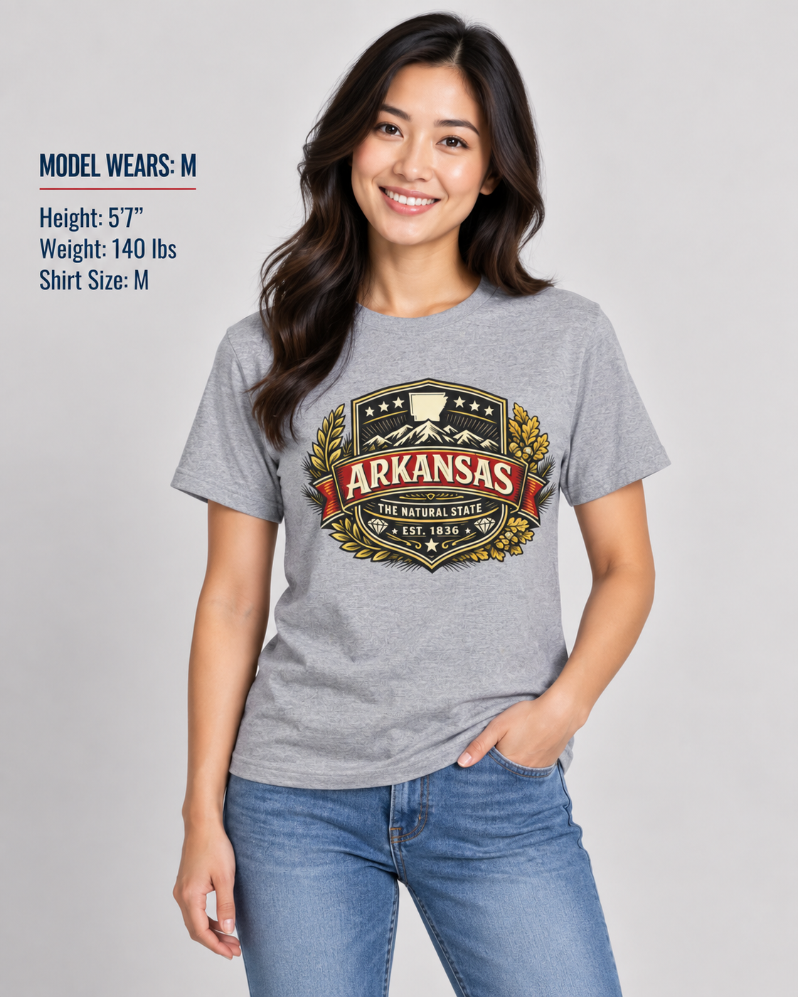 Arkansas Heritage Badge Unisex Softstyle T Shirt State Pride Graphic Tee Collections FS03