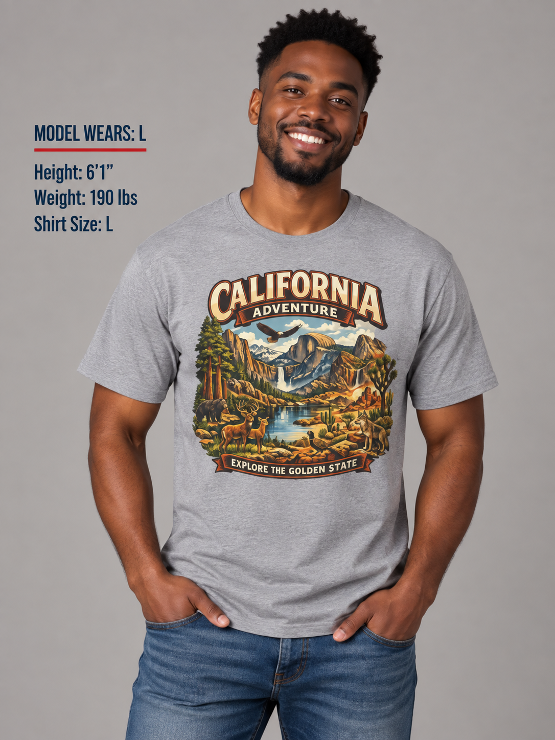 California adventure in Yosemite Unisex Softstyle T Shirt State Pride Graphic Tee Collections FS03