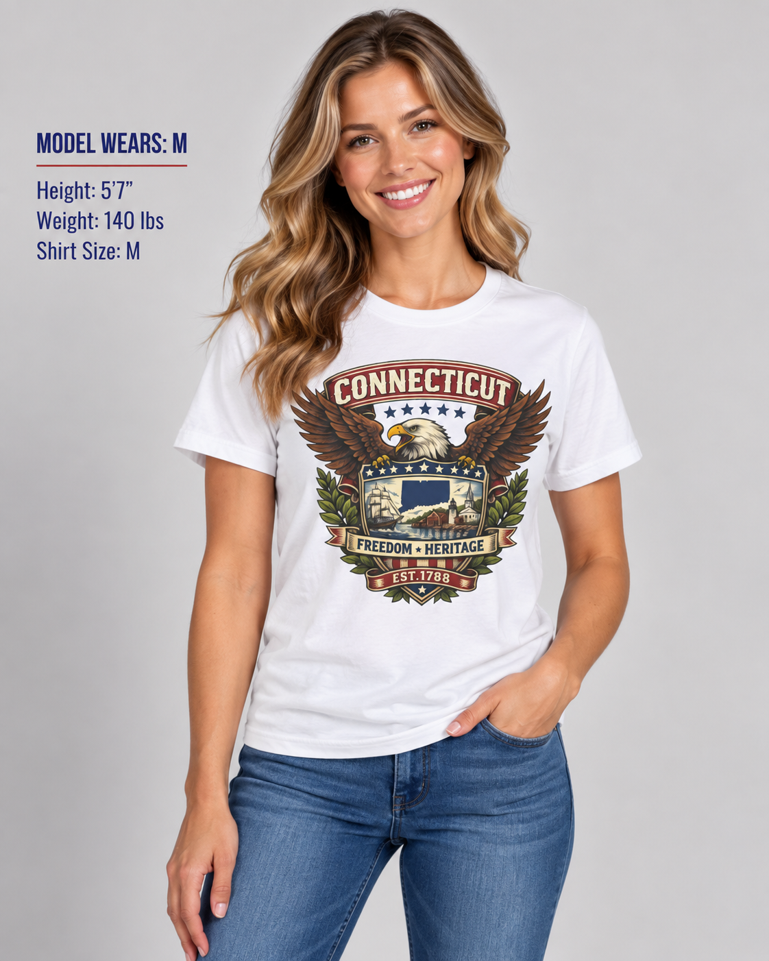 Connecticut American Eagle Unisex Softstyle T Shirt State Pride Graphic Tee Collections FS03