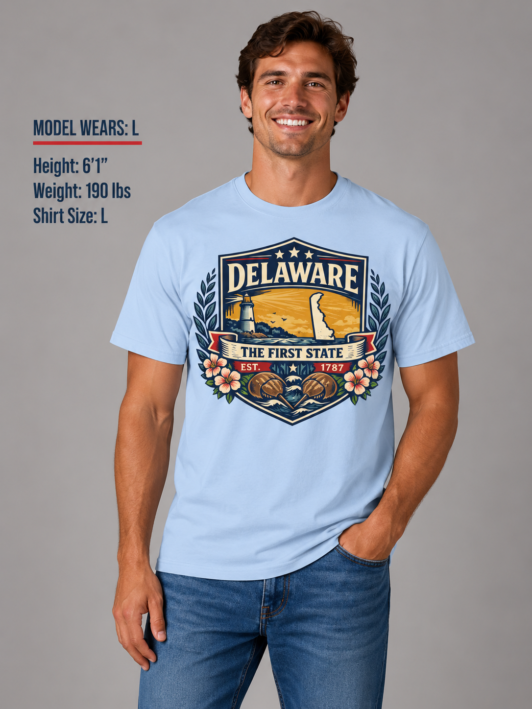 Delaware Heritage Badge Unisex Softstyle T Shirt State Pride Graphic Tee Collections FS03