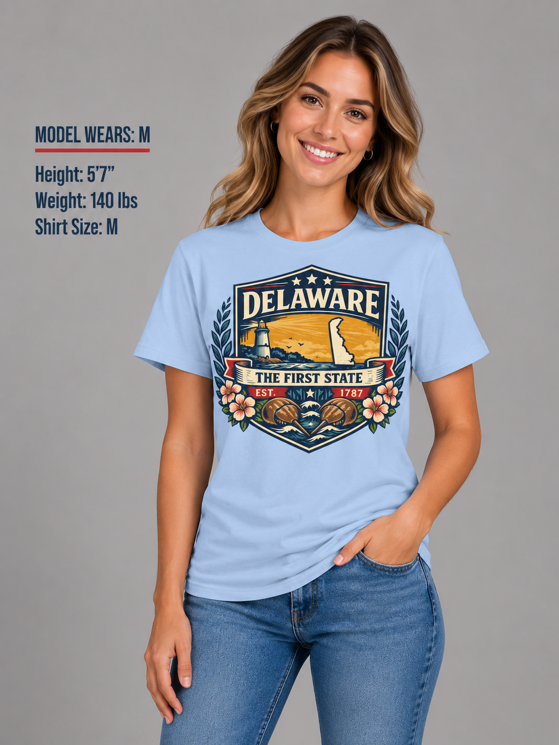 Delaware Heritage Badge Unisex Softstyle T Shirt State Pride Graphic Tee Collections FS03