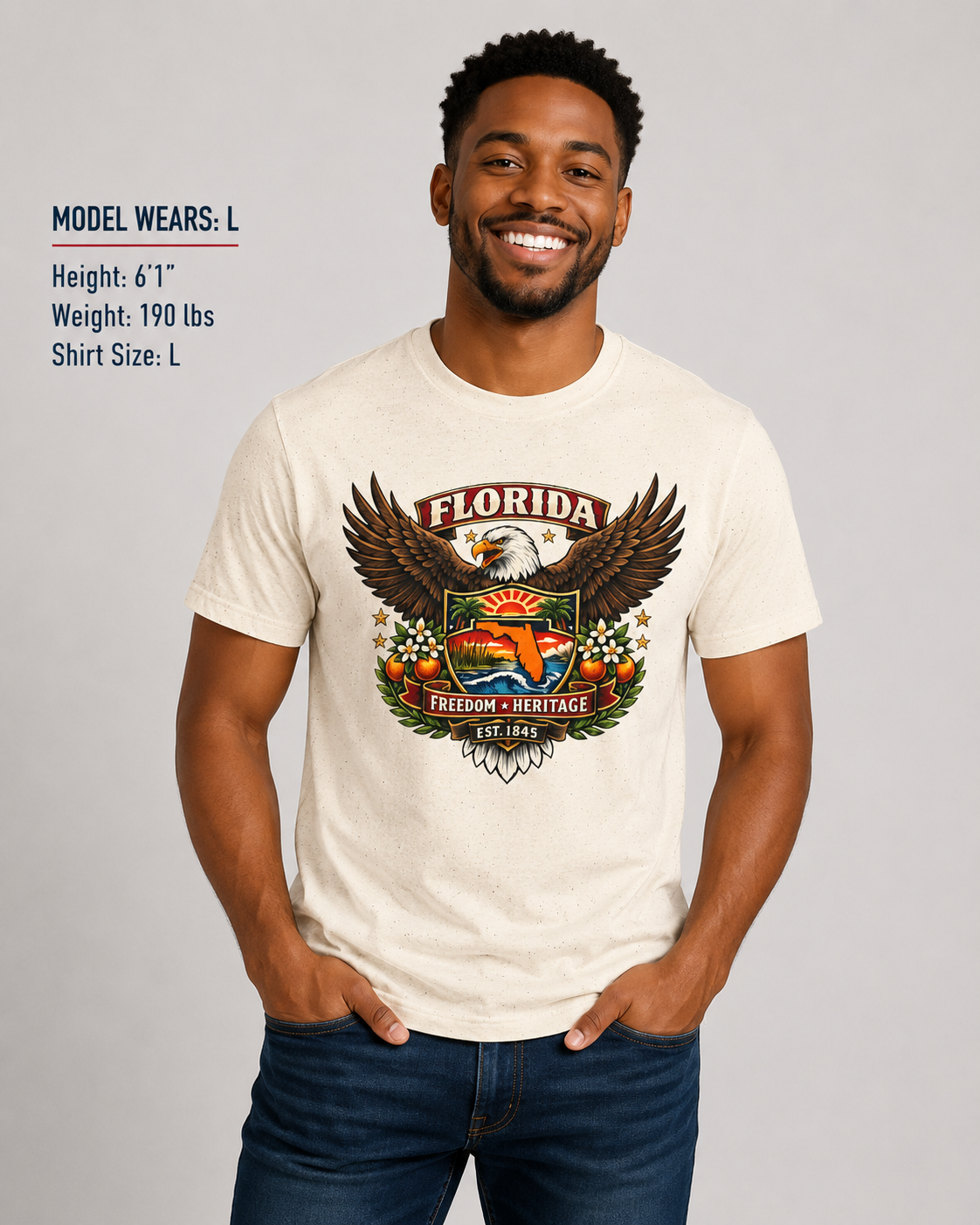 Florida Americana Eagle Unisex Softstyle T Shirt State Pride Graphic Tee Collections FS03