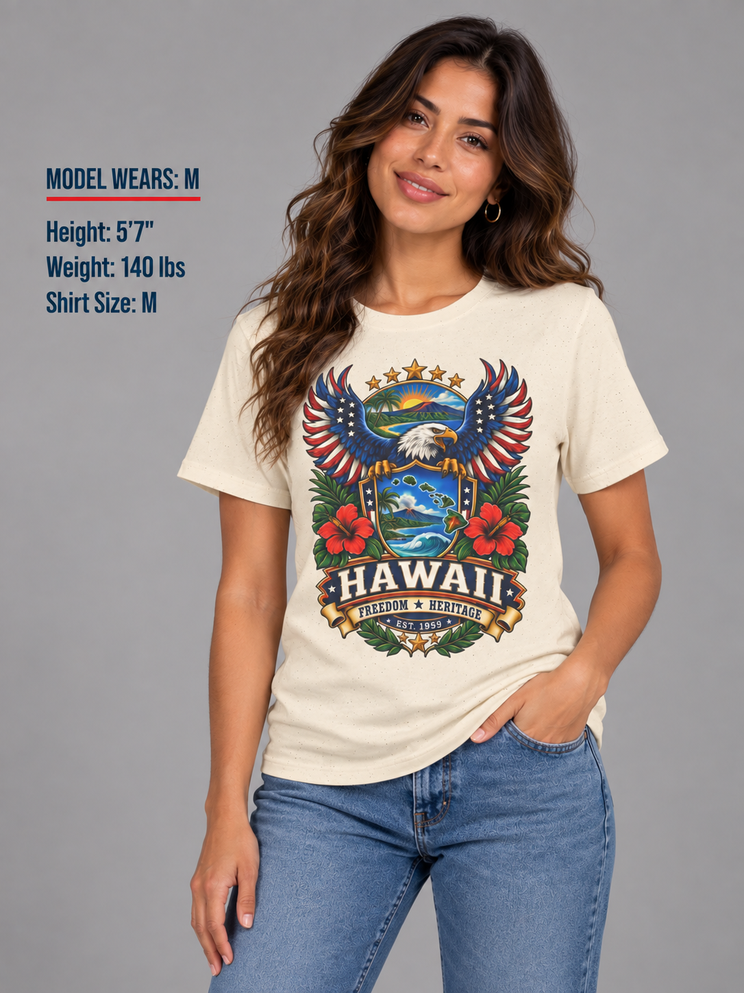 Hawaii Americana Eagle Unisex Softstyle T Shirt State Pride Graphic Tee Collections FS03