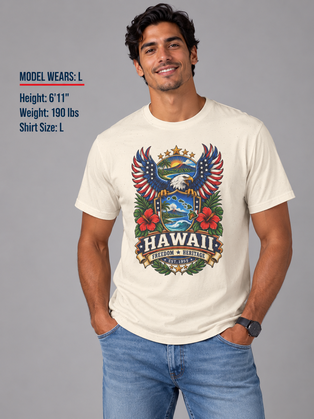 Hawaii Americana Eagle Unisex Softstyle T Shirt State Pride Graphic Tee Collections FS03