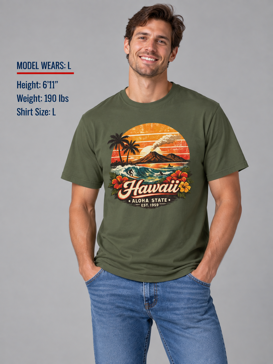 Hawaii Tropical Sunset Unisex Softstyle T Shirt State Pride Graphic Tee Collections FS03