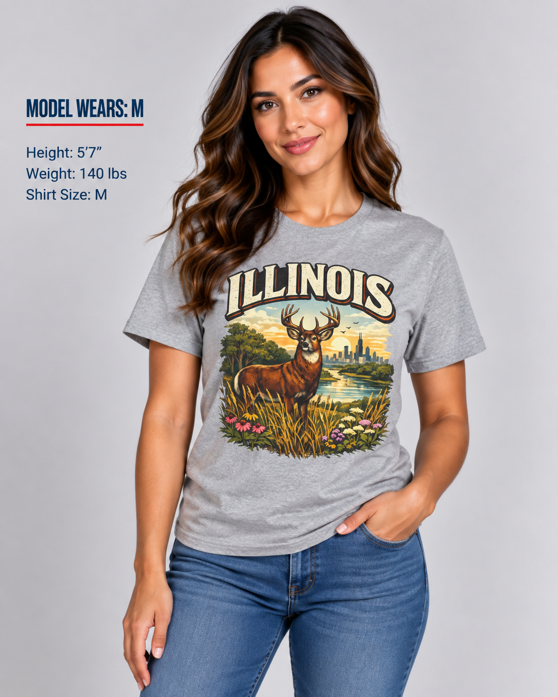 Illinois Wildlife Unisex Softstyle T Shirt State Pride Graphic Tee Collections FS03