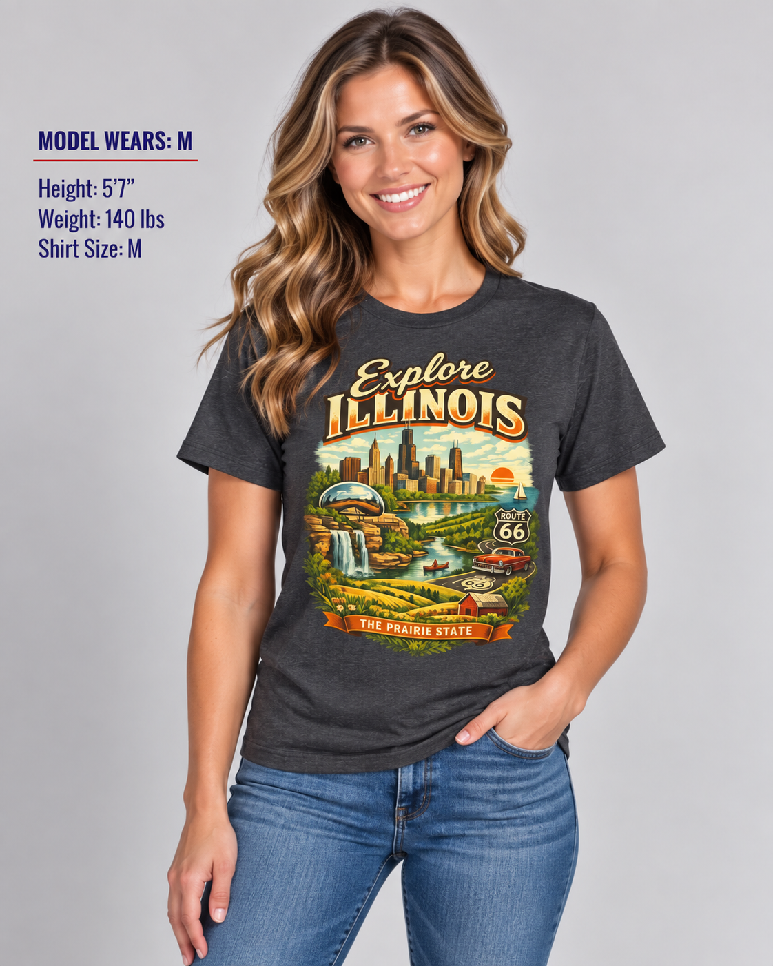 Explore Illinois Unisex Softstyle T Shirt State Pride Graphic Tee Collections FS03