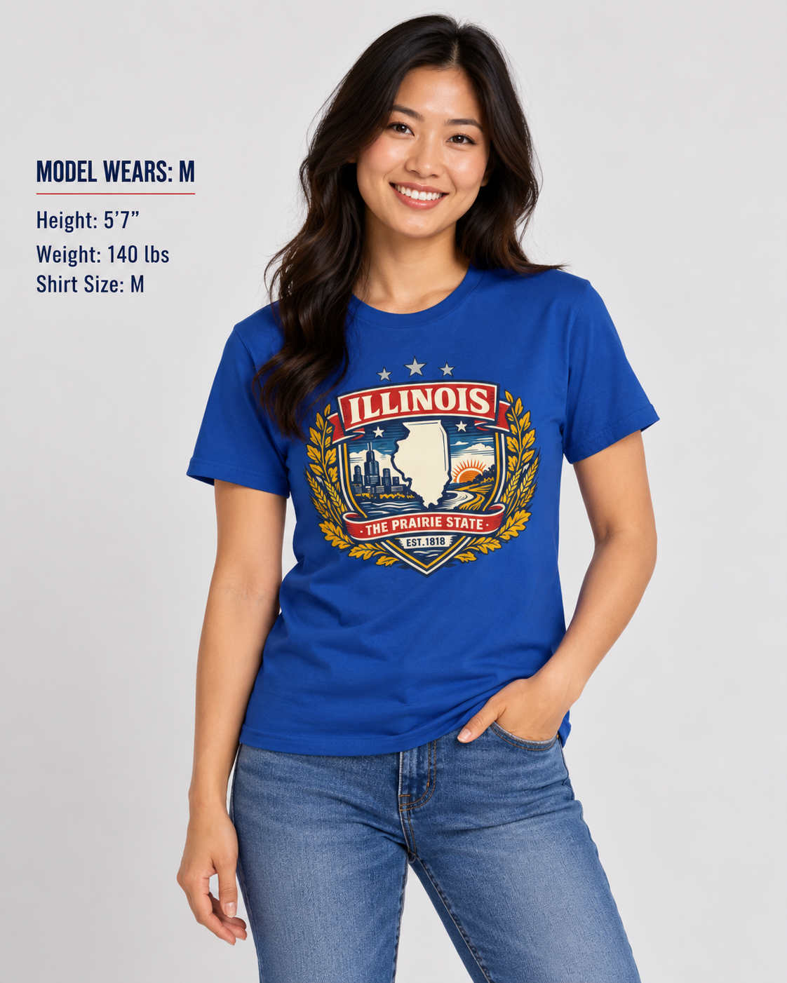 Illinois Heritage Badge Unisex Softstyle T Shirt State Pride Graphic Tee Collections FS03