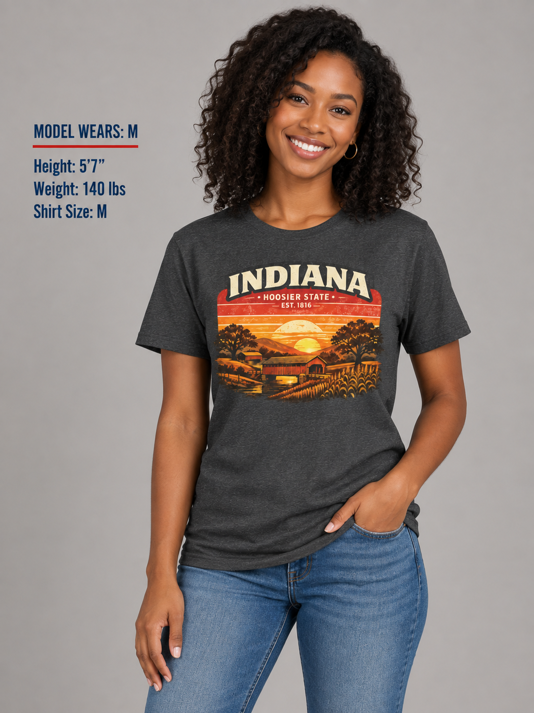 Indiana Countryside Sunset Unisex Softstyle T Shirt State Pride Graphic Tee Collections FS03