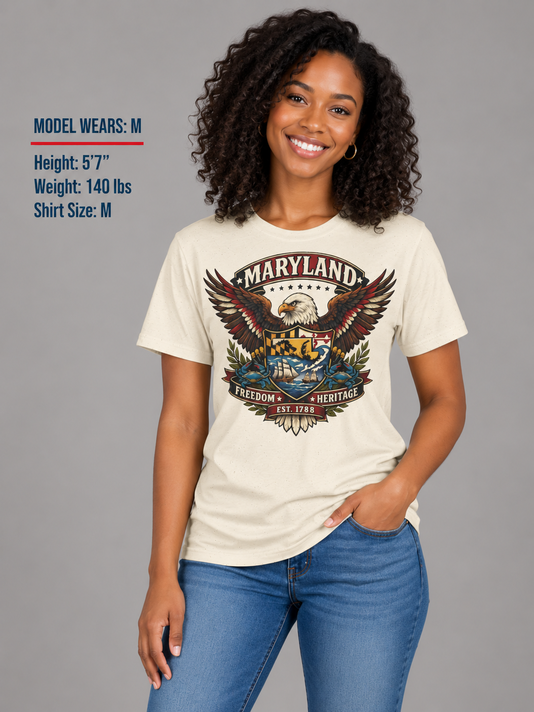 Maryland Americana Eagle Unisex Softstyle T Shirt State Pride Graphic Tee Collections FS03