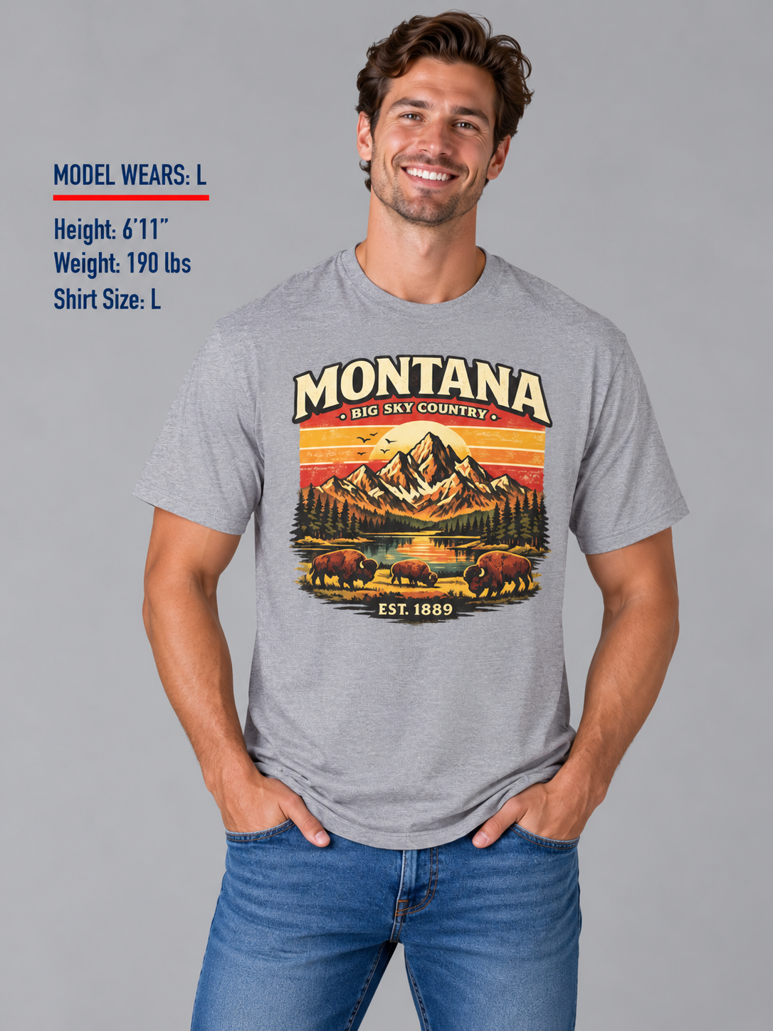 Montana Mountain Sunset Unisex Softstyle T Shirt State Pride Graphic Tee Collections FS03
