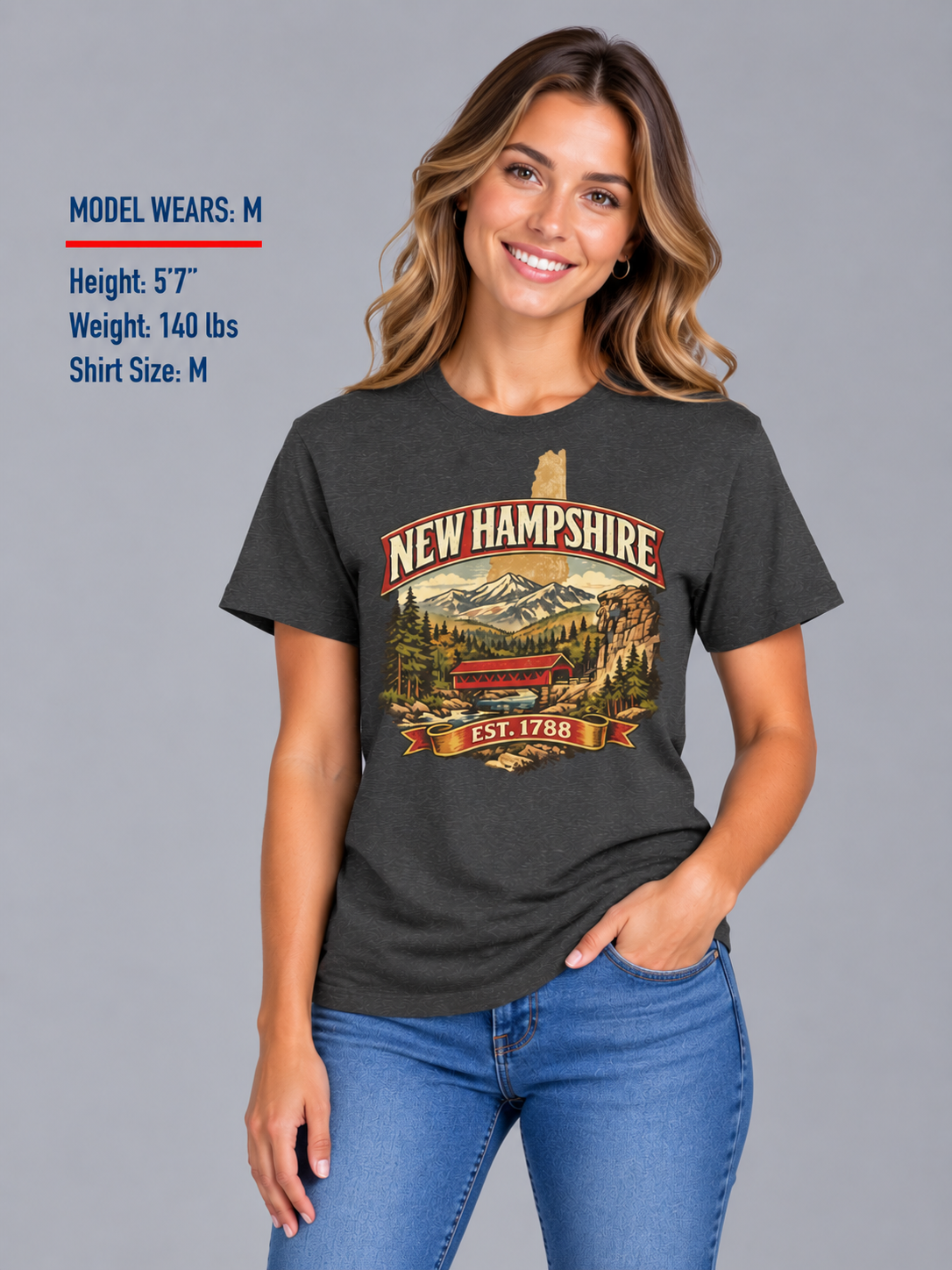 Vintage New Hampshire Heritage Unisex Softstyle T Shirt State Pride Graphic Tee Collections FS03