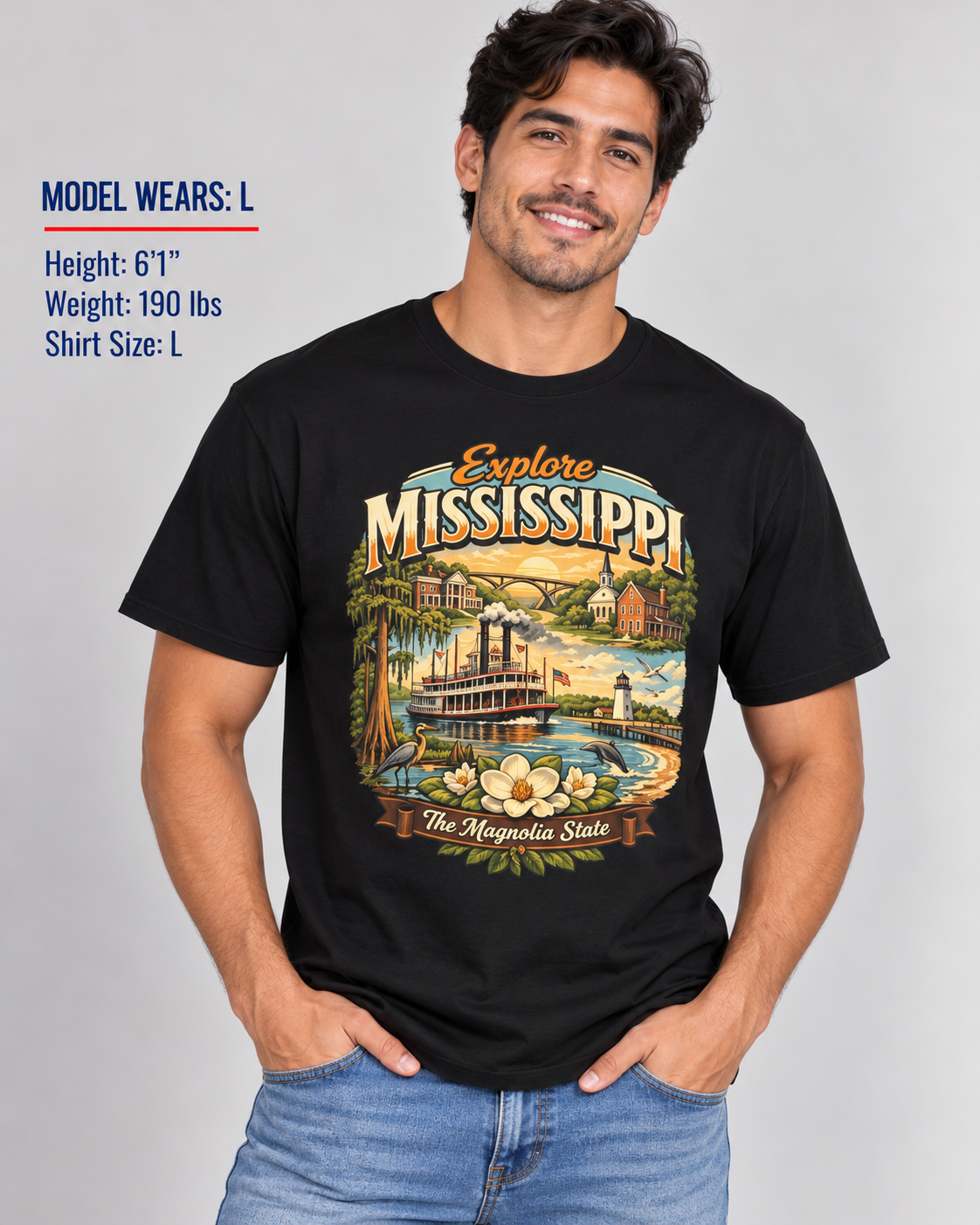 Explore Mississippi Unisex Softstyle T Shirt State Pride Graphic Tee Collections FS03