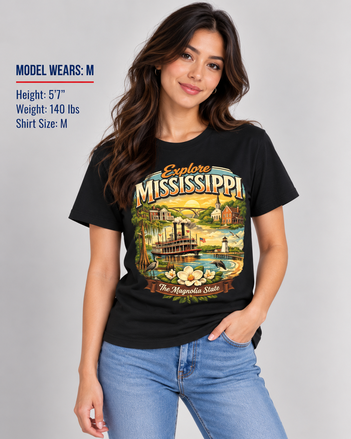 Explore Mississippi Unisex Softstyle T Shirt State Pride Graphic Tee Collections FS03