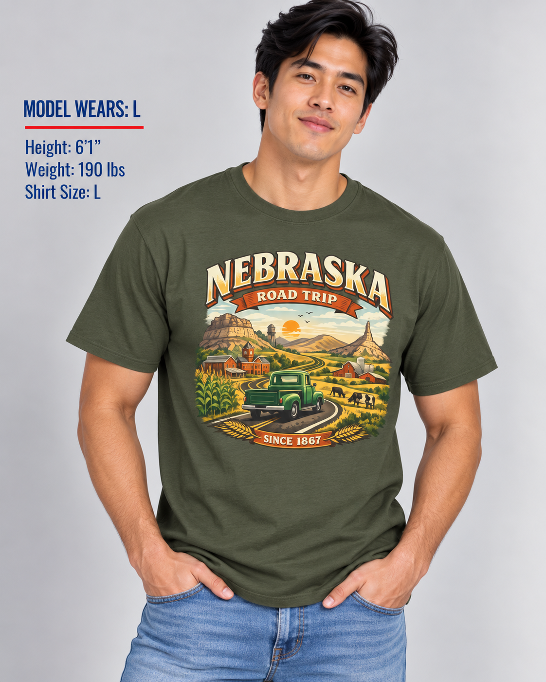 Nebraska Road Trip Unisex Softstyle T Shirt State Pride Graphic Tee Collections FS03