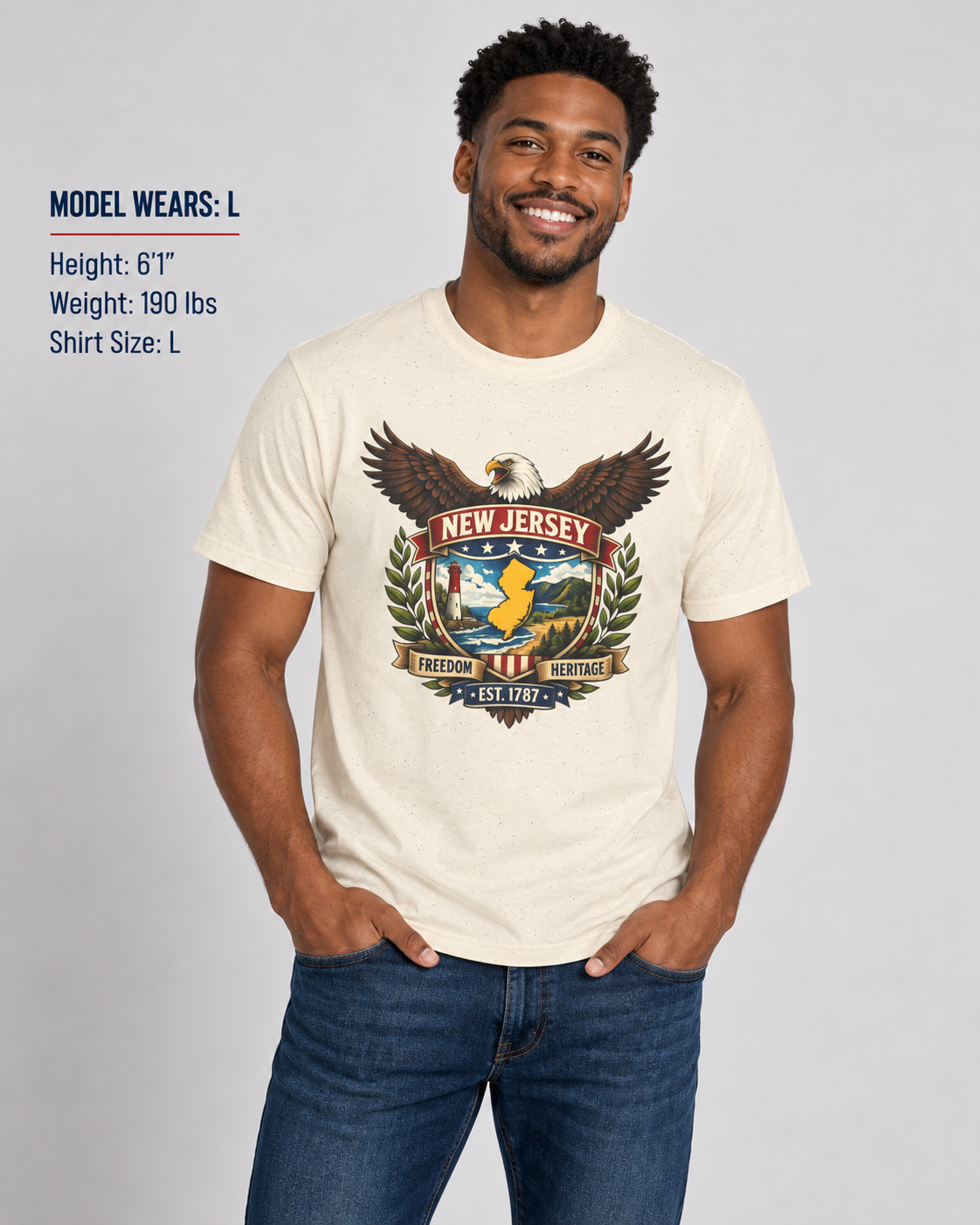 New Jersey Americana Eagle Unisex Softstyle T Shirt State Pride Graphic Tee Collections FS03