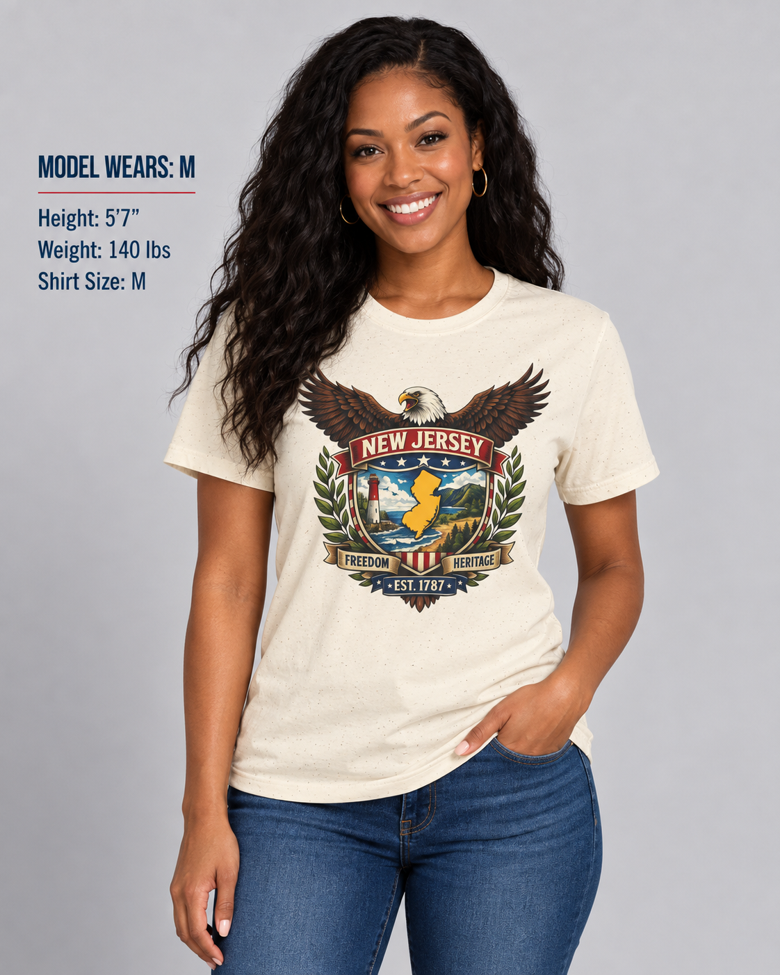 New Jersey Americana Eagle Unisex Softstyle T Shirt State Pride Graphic Tee Collections FS03