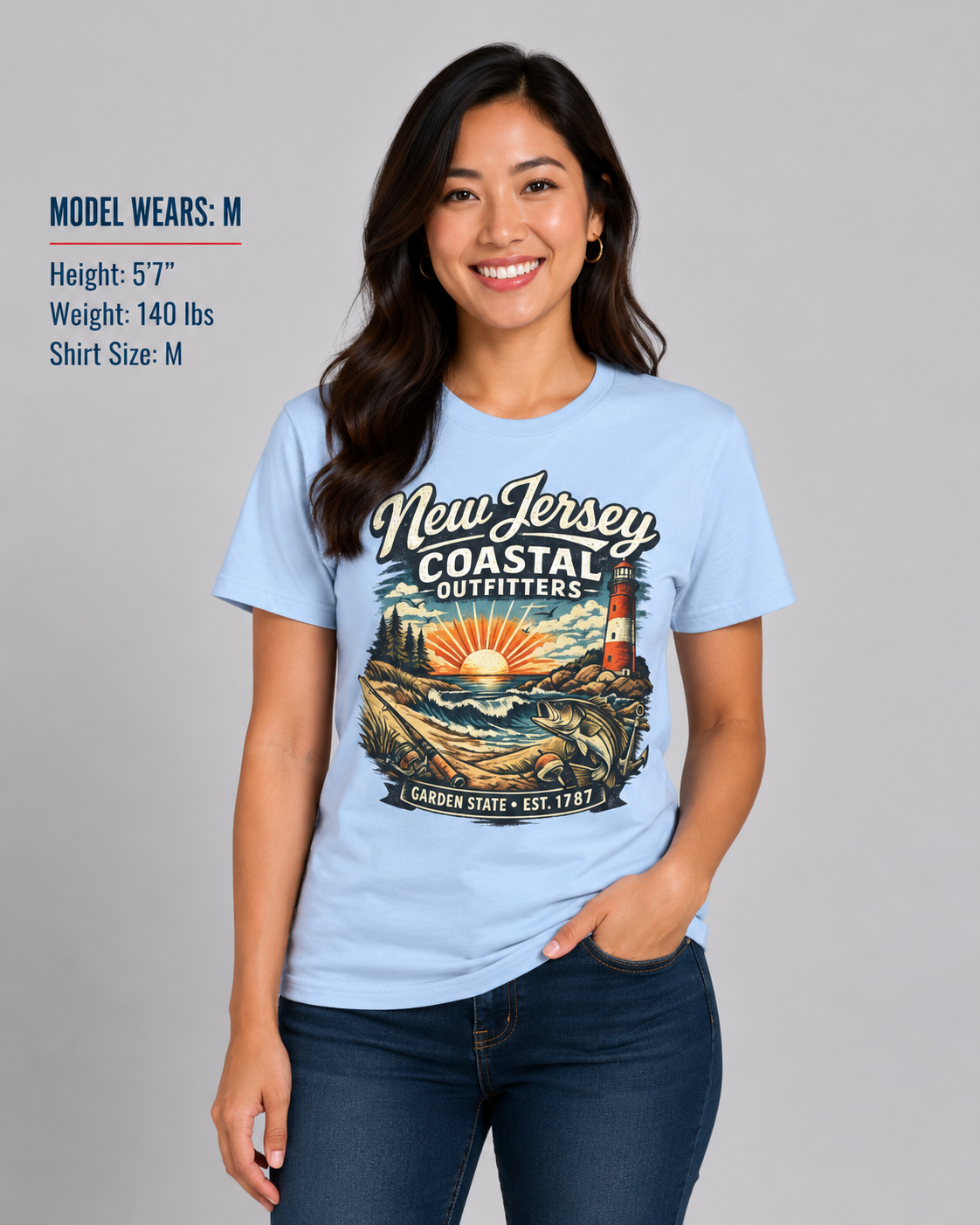 New Jersey Coastal Outfitters Unisex Softstyle T Shirt State Pride Graphic Tee Collections FS03