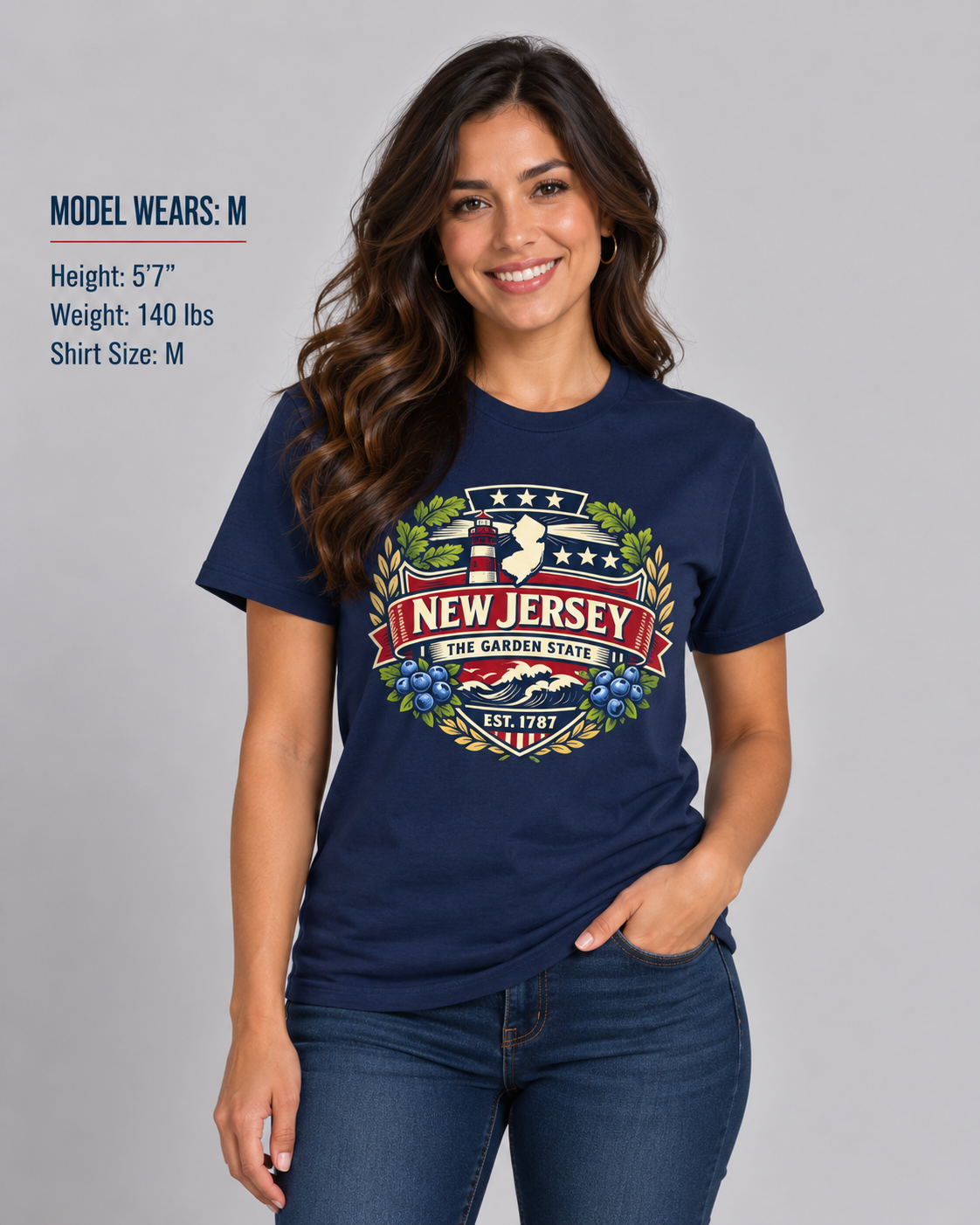 New Jersey Heritage Badge Unisex Softstyle T Shirt State Pride Graphic Tee Collections FS03