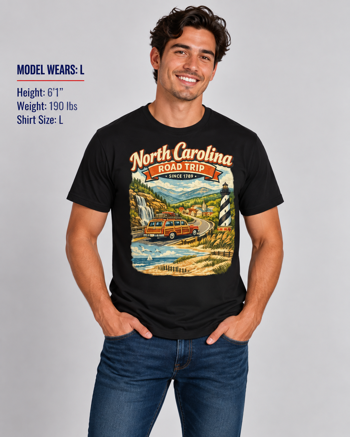 North Carolina Road Trip Unisex Softstyle T Shirt State Pride Graphic Tee Collections FS03