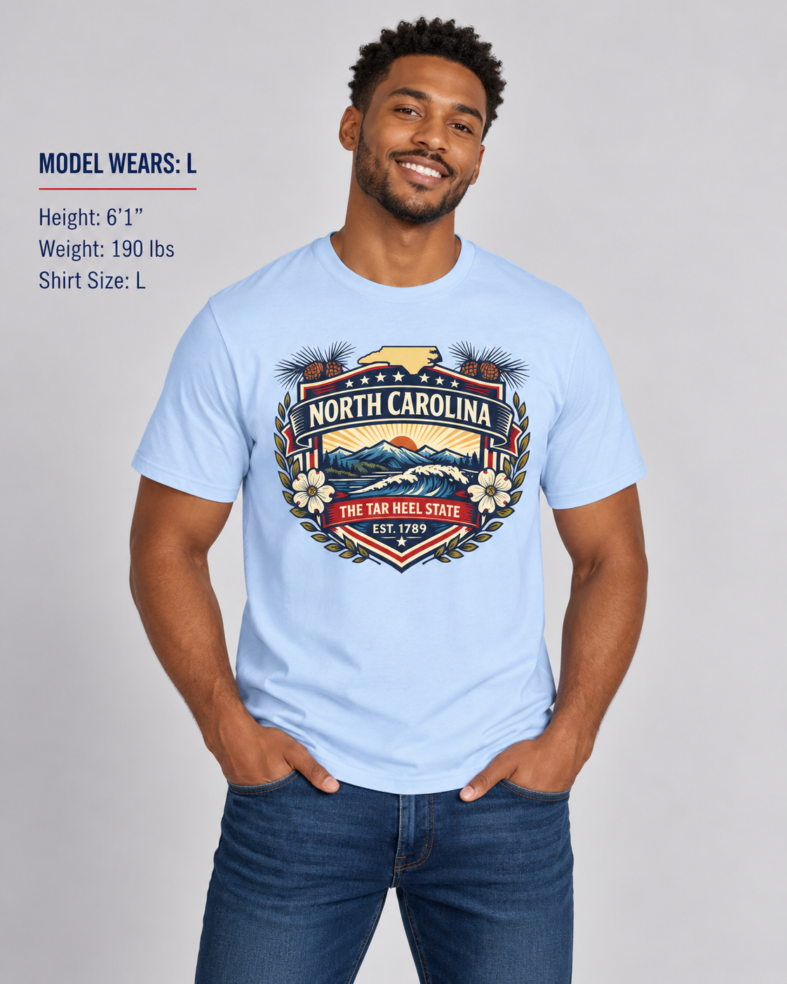 North Carolina Heritage Badge Unisex Softstyle T Shirt State Pride Graphic Tee Collections FS03
