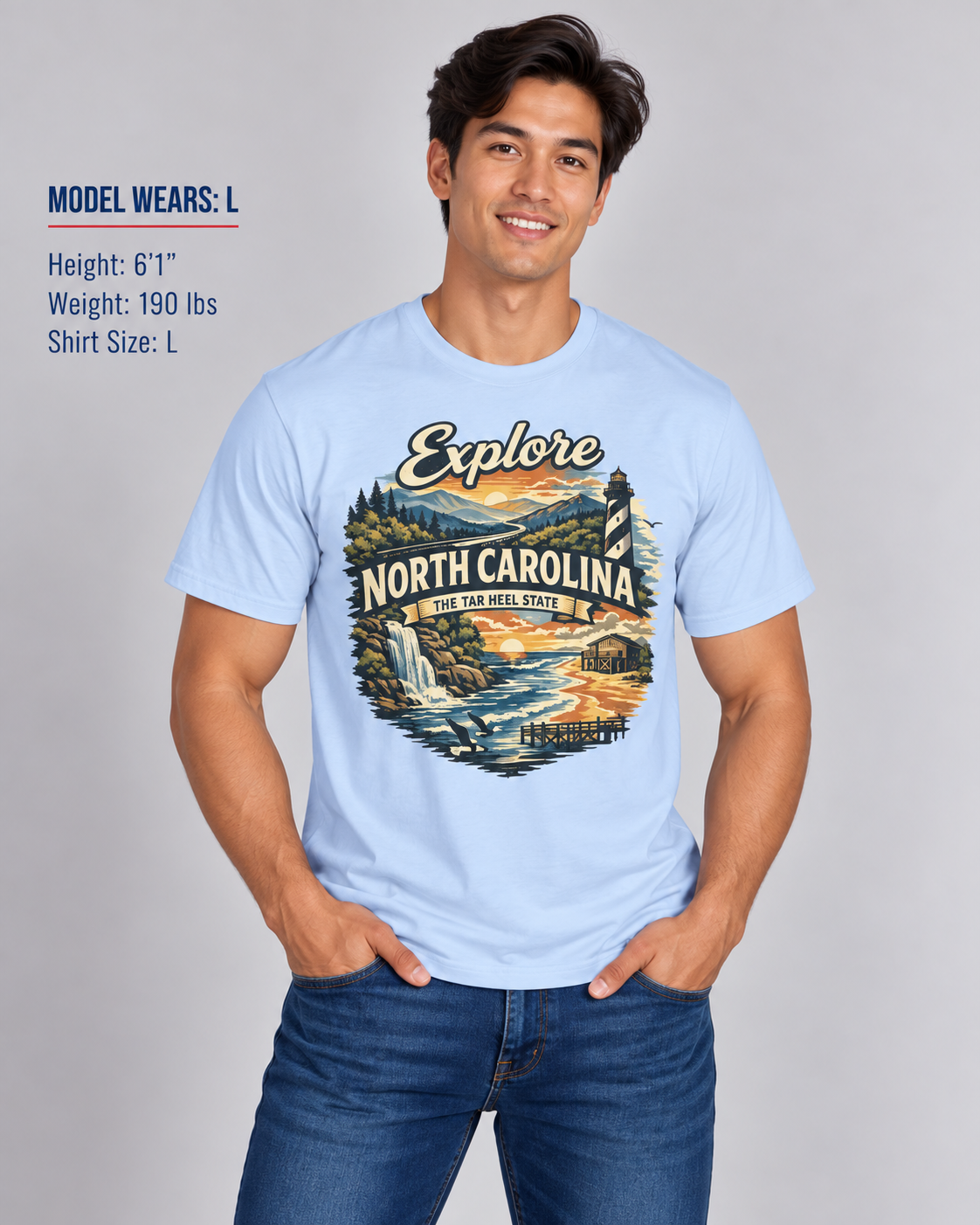 Explore North Carolina Unisex Softstyle T Shirt State Pride Graphic Tee Collections FS03