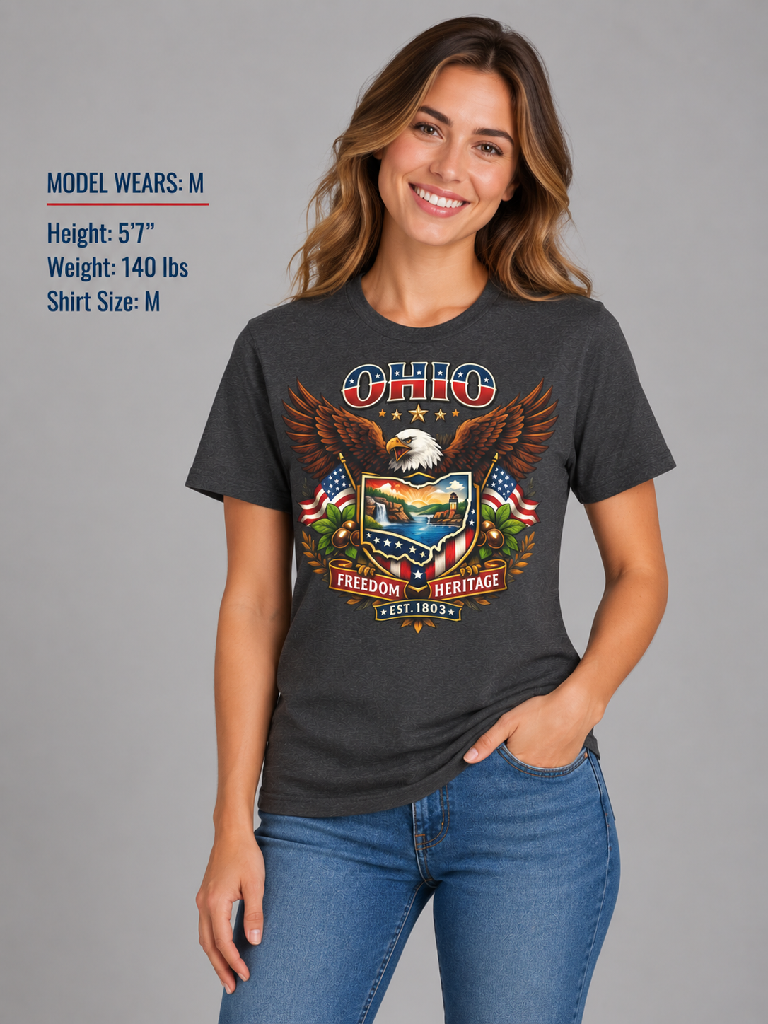 Ohio Americana Eagle Unisex Softstyle T Shirt State Pride Graphic Tee Collections FS03