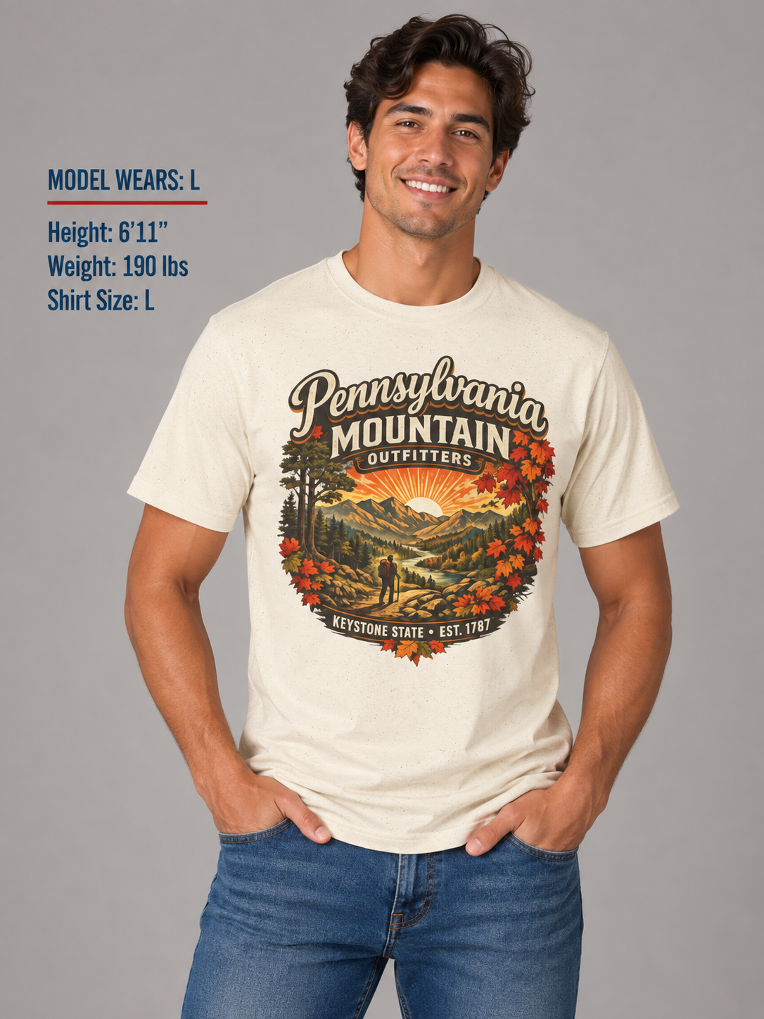 Pennsylvania Mountain Outfitters Unisex Softstyle T Shirt State Pride Graphic Tee Collections FS03