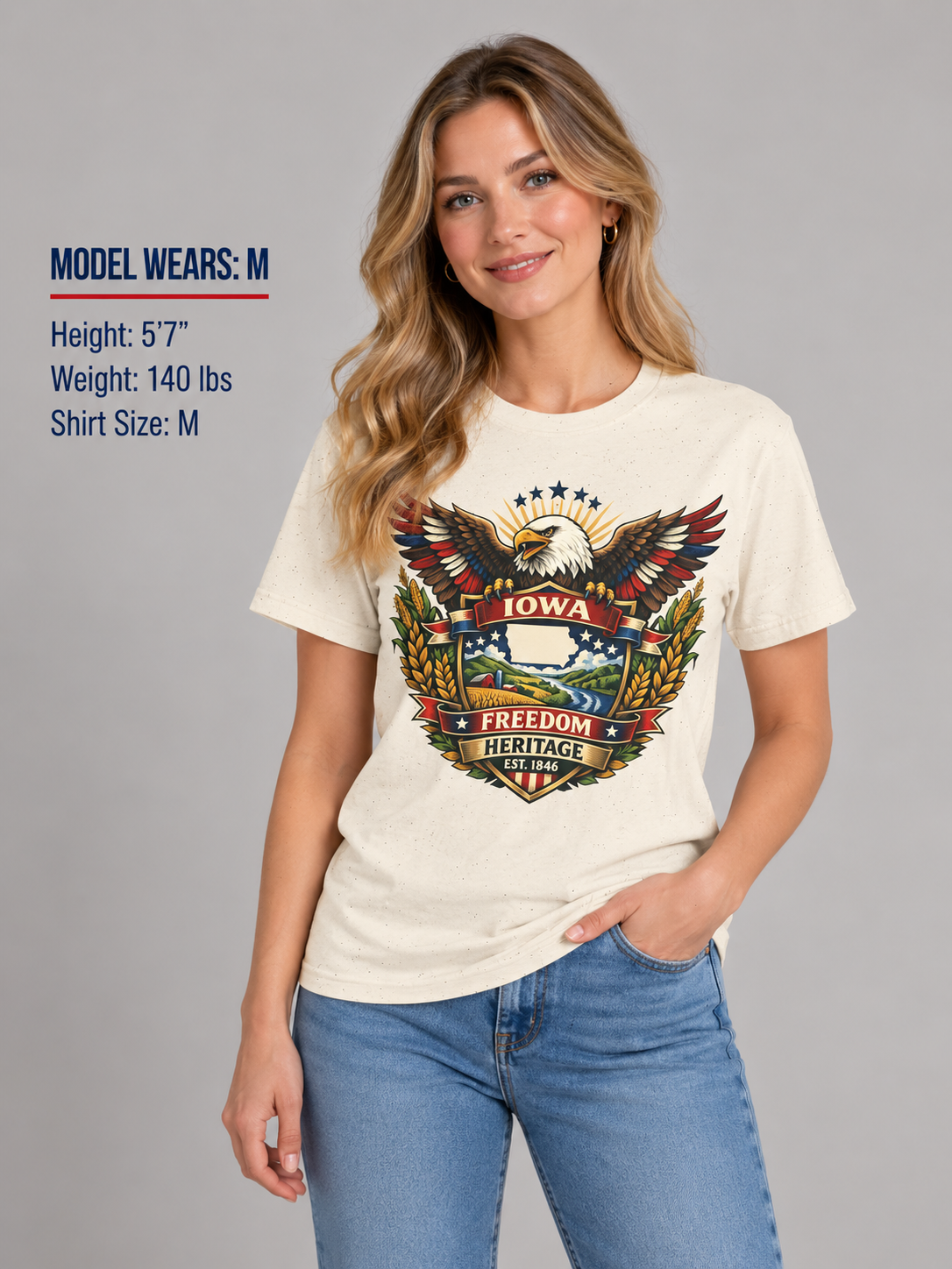 Iowa Americana Eagle Unisex Softstyle T Shirt State Pride Graphic Tee Collections FS03