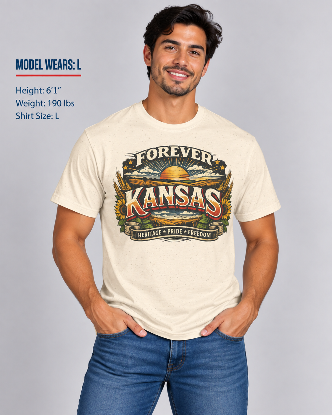 Kansas Forever Unisex Softstyle T Shirt State Pride Graphic Tee Collections FS03