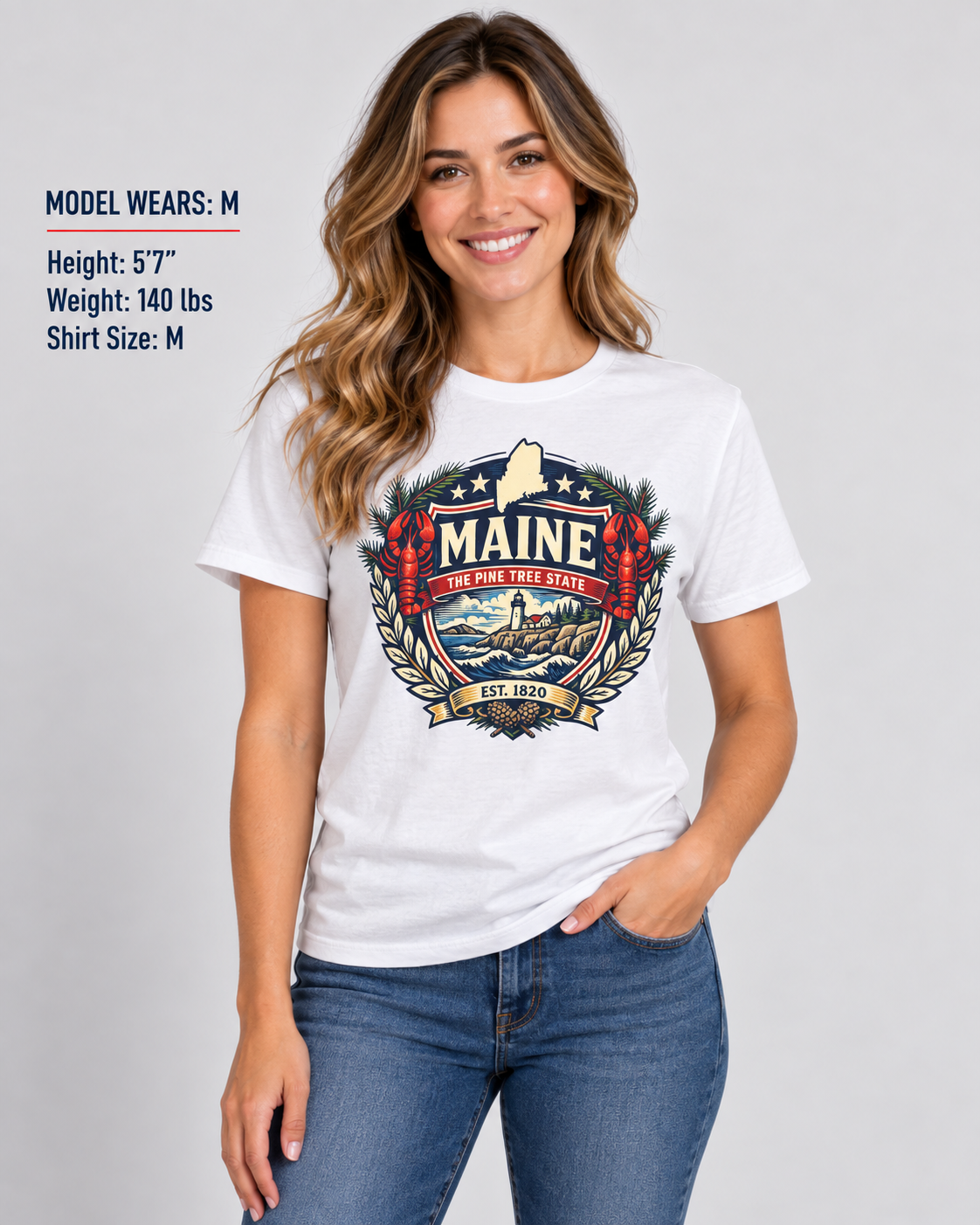 Maine Heritage Badge Unisex Softstyle T Shirt State Pride Graphic Tee Collections FS03