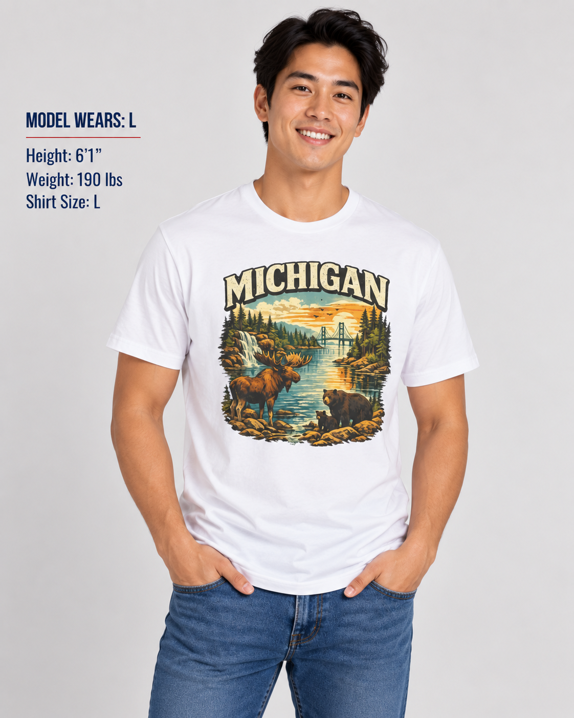 Michigan Wildlife Unisex Softstyle T Shirt State Pride Graphic Tee Collections FS03