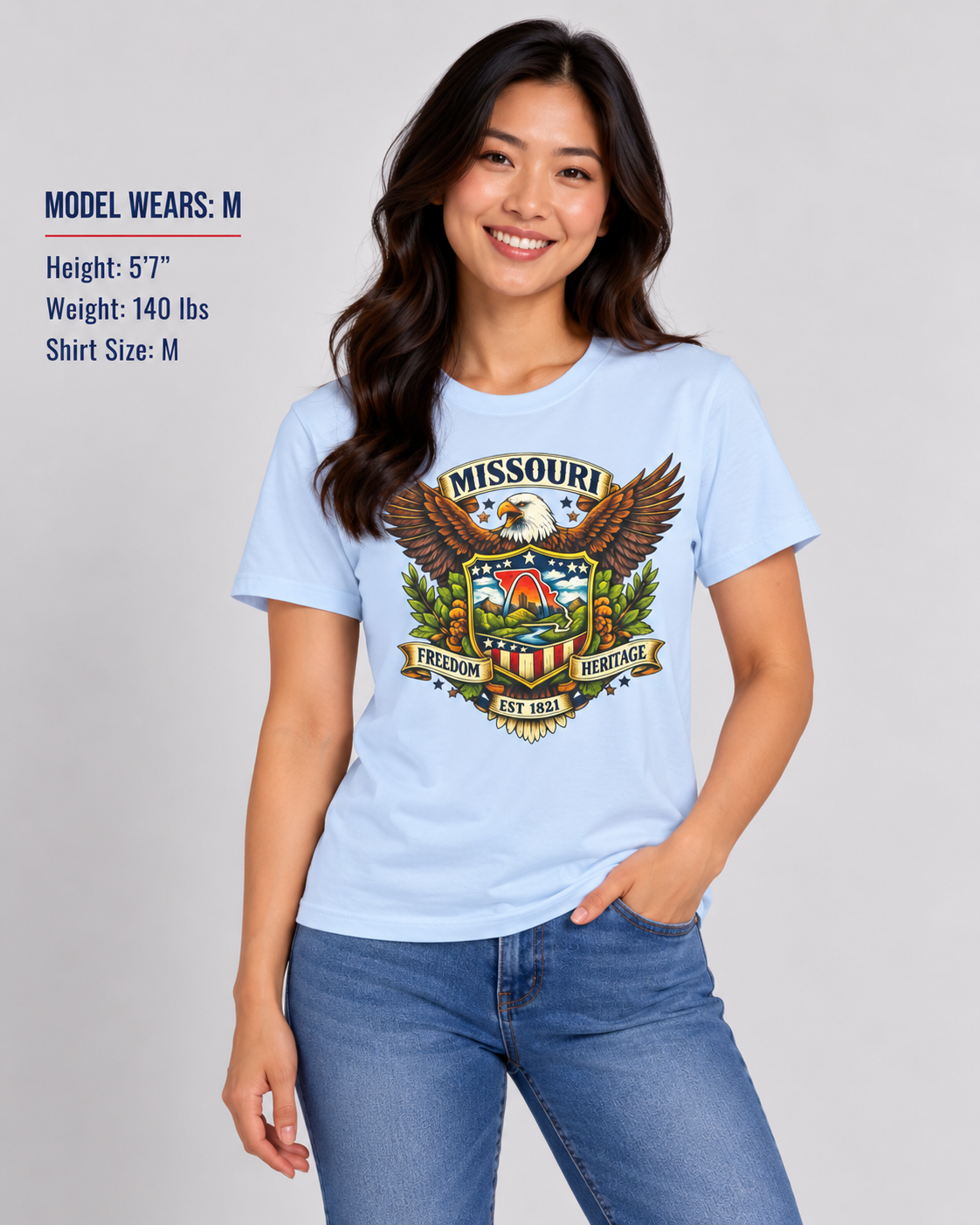 Missouri Americana Eagle Unisex Softstyle T Shirt State Pride Graphic Tee Collections FS03