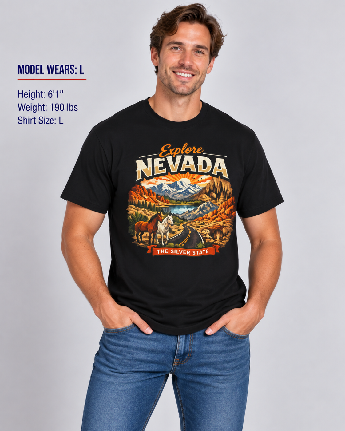 Explore Nevada Unisex Softstyle T Shirt State Pride Graphic Tee Collections FS03