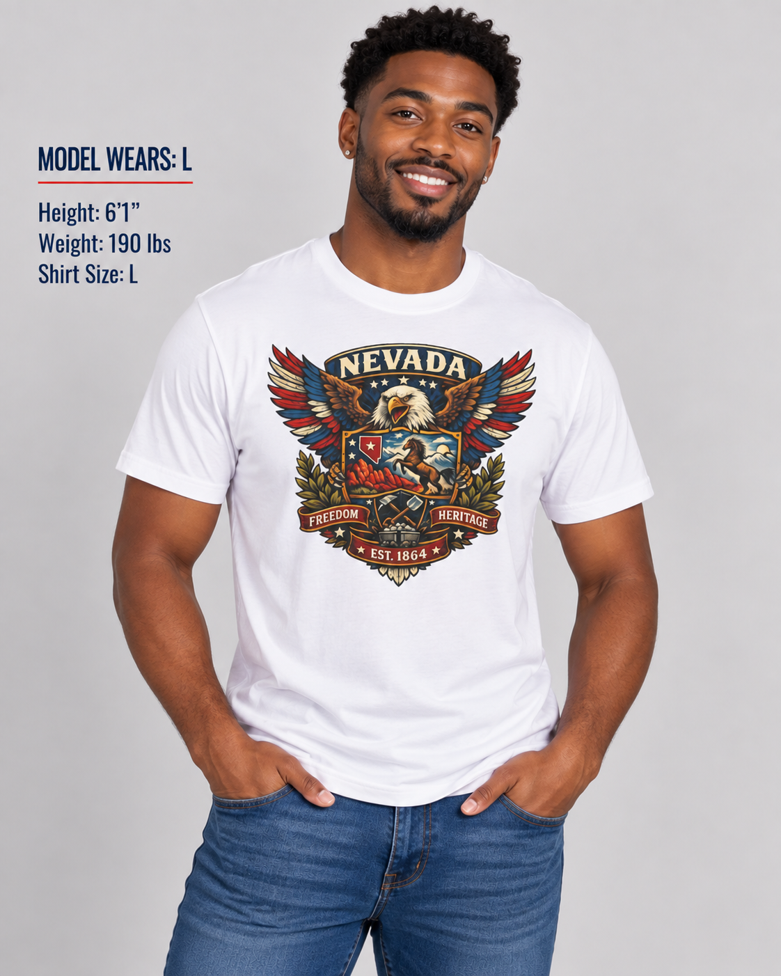Nevada Americana Eagle Unisex Softstyle T Shirt State Pride Graphic Tee Collections FS03