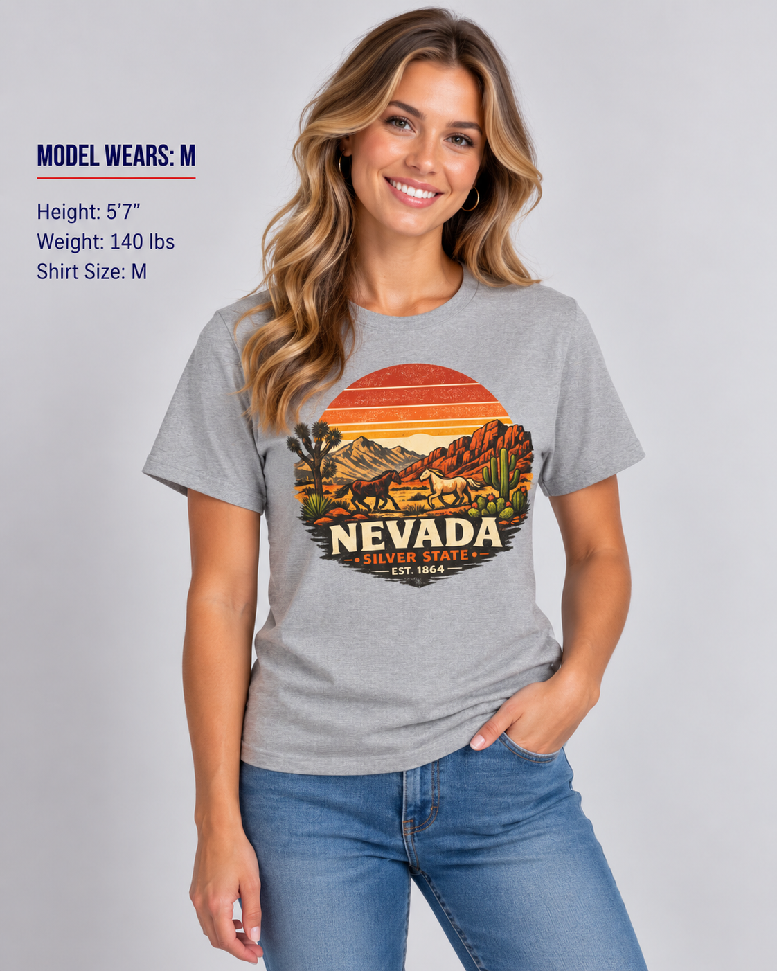 Nevada Desert Sunset Unisex Softstyle T Shirt State Pride Graphic Tee Collections FS03