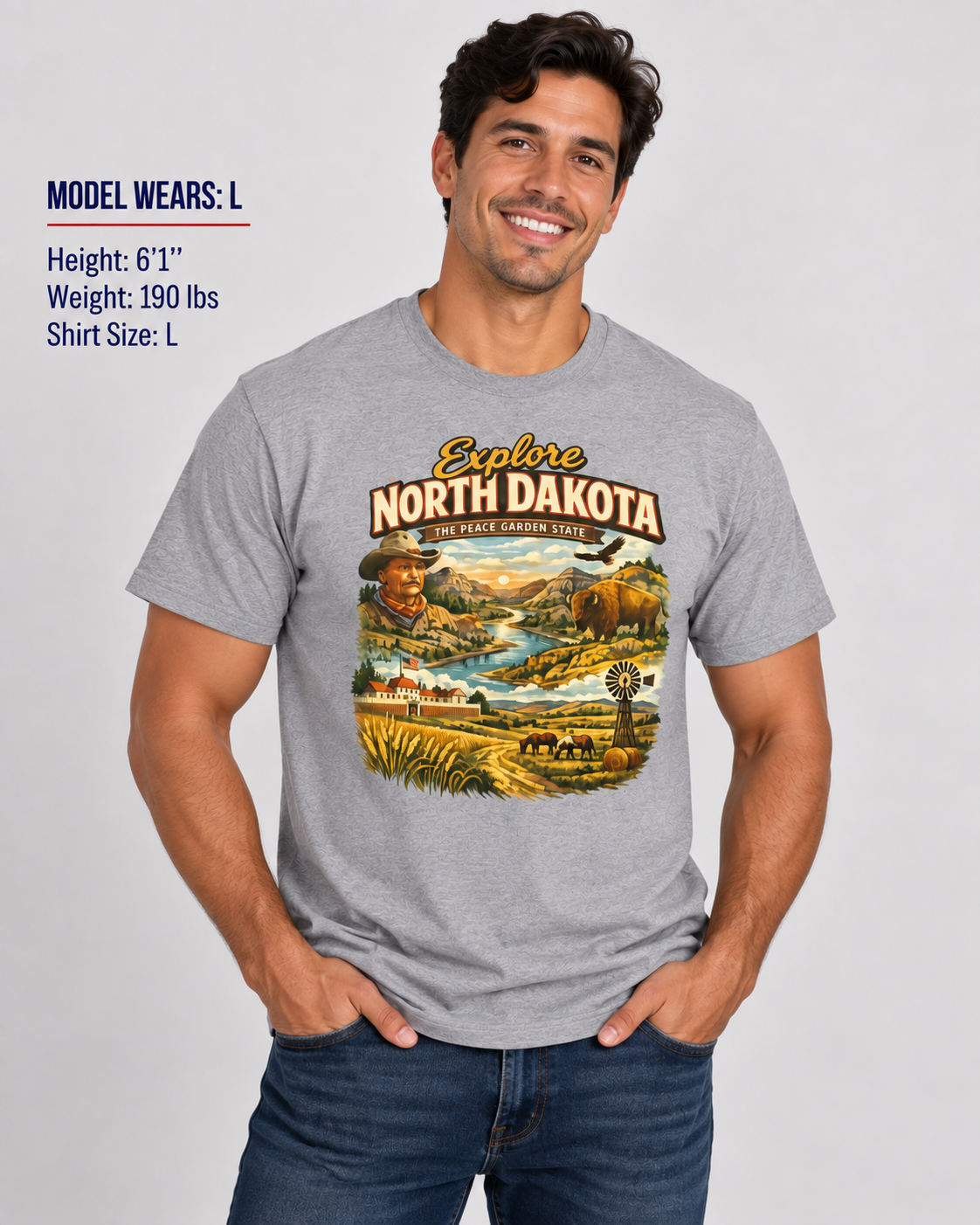 Explore North Dakota Unisex Softstyle T Shirt State Pride Graphic Tee Collections FS03