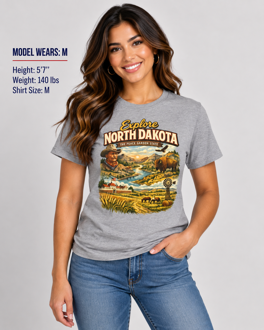 Explore North Dakota Unisex Softstyle T Shirt State Pride Graphic Tee Collections FS03