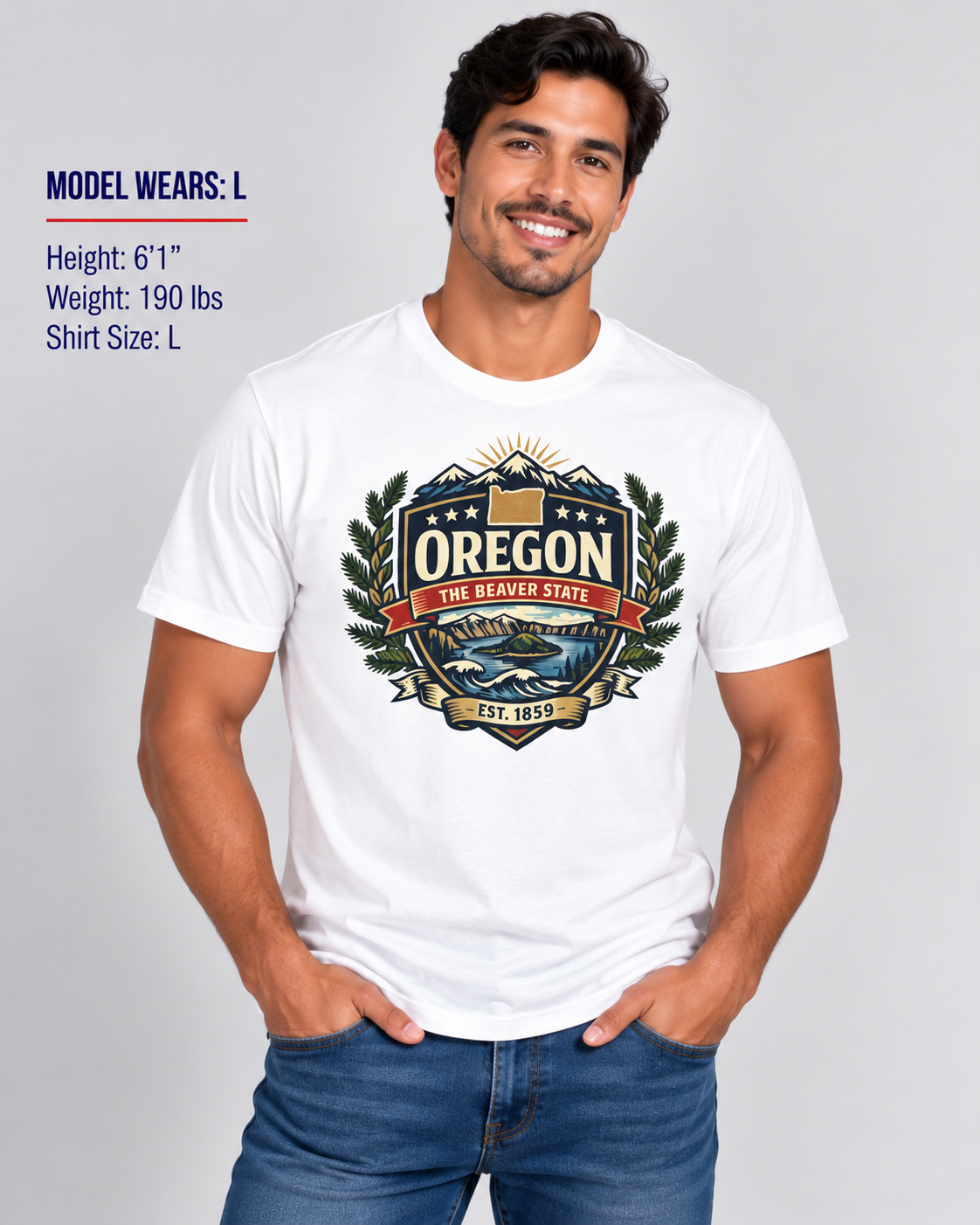 Oregon Heritage Badge Unisex Softstyle T Shirt State Pride Graphic Tee Collections FS03